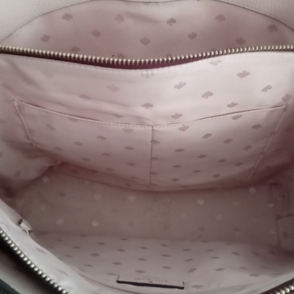 Kate Spade New York Colorblock Leather Tote Bag Burgundy Cream